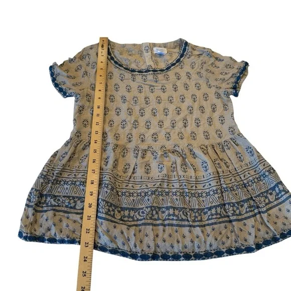 Sigrid Olson Beige Blue Country Print Doves & Floral Embroidery Trim Peplum Top - Picture 3 of 13